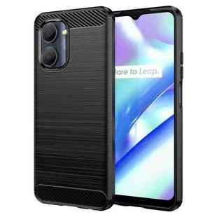 For Realme Narzo 50i Prime Brushed Texture Carbon Fiber TPU Phone Case(Black)