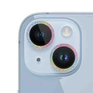 For iPhone 14 Glitter Ring Tempered Glass Camera Lens Film(Colorful)