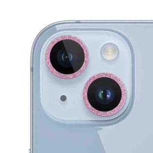 For iPhone 14 Glitter Ring Tempered Glass Camera Lens Film(Pink)