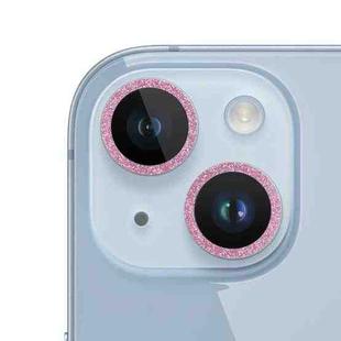 For iPhone 14 Plus Glitter Ring Tempered Glass Camera Lens Film(Pink)
