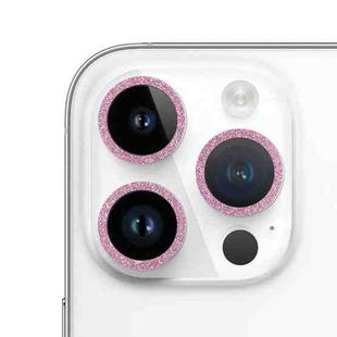 For iPhone 14 Pro Glitter Ring Tempered Glass Camera Lens Film(Pink)