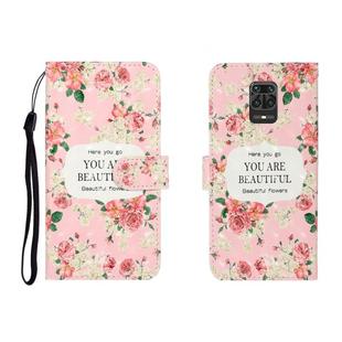 For Xiaomi Redmi Note 9 Pro 3D Colored Drawing Horizontal Flip Leather Case with Holder & Card Slot & Wallet(Rose Flower)