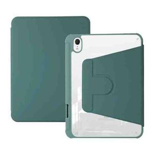 For iPad Air 5 2022 / 4 2020 Acrylic Rotatable Holder Tablet Leather Case(Dark Green)