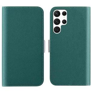 For Samsung Galaxy S23 Ultra 5G Candy Color Litchi Texture Leather Phone Case(Dark Green)