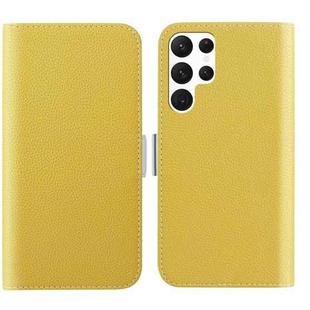 For Samsung Galaxy S23 Ultra 5G Candy Color Litchi Texture Leather Phone Case(Yellow)