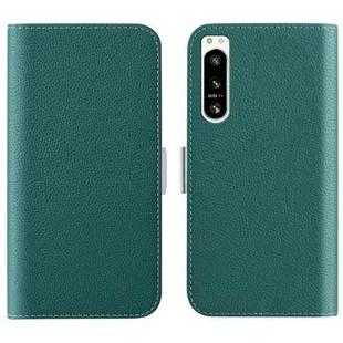 For Sony Xperia 5 IV Candy Color Litchi Texture Leather Phone Case(Dark Green)