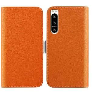 For Sony Xperia 5 IV Candy Color Litchi Texture Leather Phone Case(Orange)