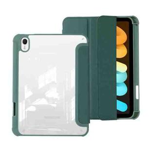 For iPad mini 6 Acrylic 3-folding Leather Tablet Case(Dark Green)