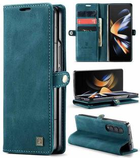 For Samsung Galaxy Z Fold4 AutSpace A01 Retro Skin-feel Crazy Horse RFID Leather Phone Case(Blue)