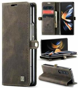 For Samsung Galaxy Z Fold4 AutSpace A01 Retro Skin-feel Crazy Horse RFID Leather Phone Case(Coffee)