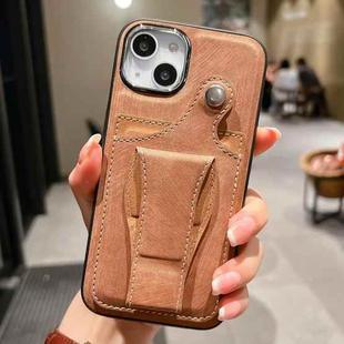 For iPhone 14 Side Leather Rotation Card Holder Phone Case(Brown)