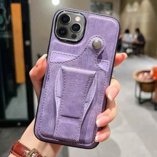 For iPhone 12 Pro Max Side Leather Rotation Card Holder Phone Case(Purple)