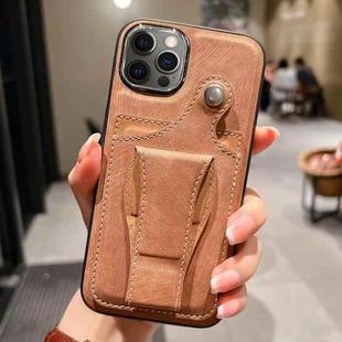 For iPhone 12 Pro Max Side Leather Rotation Card Holder Phone Case(Brown)