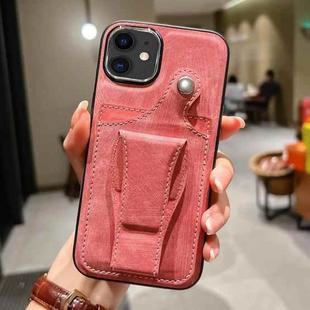 For iPhone 11 Side Leather Rotation Card Holder Phone Case(Pink)