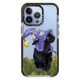For iPhone 14 Pro Wizard Cat Colored Drawing Pattern Phone Case(White)