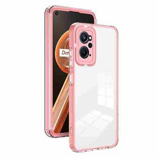 For Realme 9i / OPPO A36 / A76 / A96 4G 3 in 1 Clear TPU Color PC Frame Phone Case(Pink)