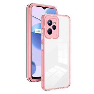 For Realme C35 3 in 1 Clear TPU Color PC Frame Phone Case(Pink)