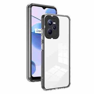 For Realme C35 3 in 1 Clear TPU Color PC Frame Phone Case(Black)