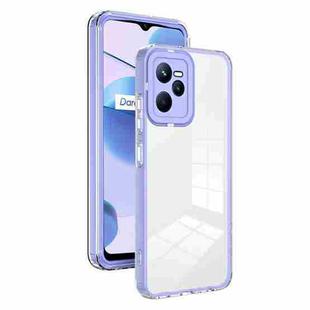 For Realme C35 3 in 1 Clear TPU Color PC Frame Phone Case(Purple)
