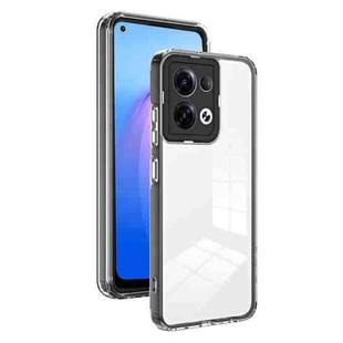 For OPPO Reno8 5G 3 in 1 Clear TPU Color PC Frame Phone Case(Black)