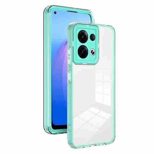 For OPPO Reno8 5G 3 in 1 Clear TPU Color PC Frame Phone Case(Light Green)