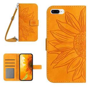 For iPhone 7 Plus / 8 Plus Skin Feel Sun Flower Pattern Flip Leather Phone Case with Lanyard(Yellow)