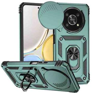 For Honor X9 Sliding Camshield Holder Phone Case(Dark Green)