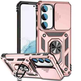 For Samsung Galaxy S23 5G Sliding Camshield Holder Phone Case(Rose Gold)