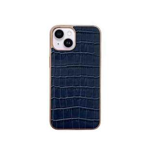 For iPhone 14 Nano Electroplating Crocodile Texture Genuine Leather Phone Case(Blue)