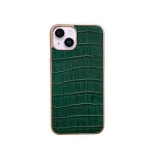For iPhone 14 Nano Electroplating Crocodile Texture Genuine Leather Phone Case(Green)