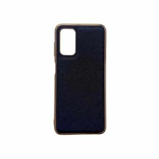For Samsung Galaxy A13 4G Nano Electroplating Cross Texture Genuine Leather Phone Case(Blue)