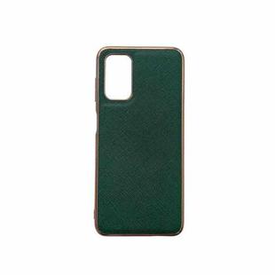 For Samsung Galaxy A53 5G Nano Electroplating Cross Texture Genuine Leather Phone Case(Green)