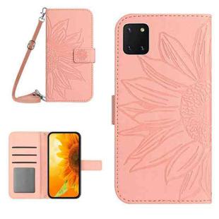 For Samsung Galaxy A81/Note10 Lite Skin Feel Sun Flower Pattern Flip Leather Phone Case with Lanyard(Pink)