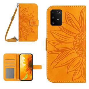 For Samsung Galaxy A91/S10 Lite Skin Feel Sun Flower Pattern Flip Leather Phone Case with Lanyard(Yellow)