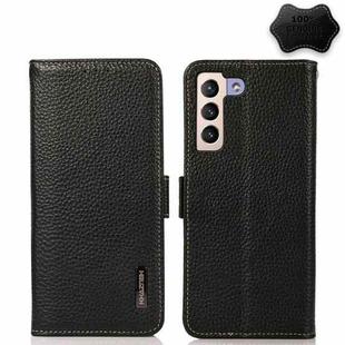 For Samsung Galaxy S23+ 5G KHAZNEH Side-Magnetic Litchi Genuine Leather RFID Phone Case(Black)