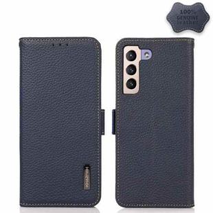 For Samsung Galaxy S23+ 5G KHAZNEH Side-Magnetic Litchi Genuine Leather RFID Phone Case(Blue)