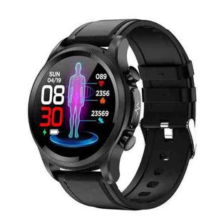 E400 1.39 inch HD Round Screen Leather Strap Smart Watch Supports ECG Monitoring/Non-invasive Blood Sugar(Black)