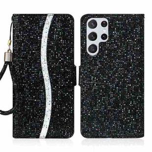 For Samsung Galaxy S23 Ultra 5G Glitter Powder Filp Leather Phone Case(Black)