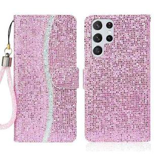 For Samsung Galaxy S23 Ultra 5G Glitter Powder Filp Leather Phone Case(Pink)