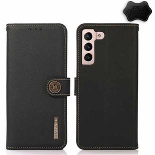 For Samsung Galaxy S23+ 5G KHAZNEH Custer Genuine Leather RFID Phone Case(Black)