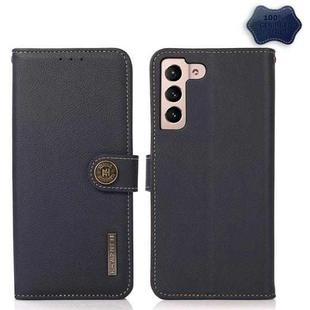 For Samsung Galaxy S23+ 5G KHAZNEH Custer Genuine Leather RFID Phone Case(Blue)