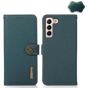 For Samsung Galaxy S23+ 5G KHAZNEH Custer Genuine Leather RFID Phone Case(Green)