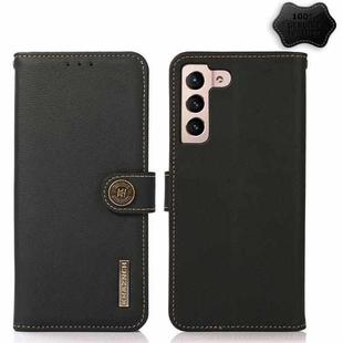 For Samsung Galaxy S23 5G KHAZNEH Custer Genuine Leather RFID Phone Case(Black)
