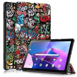 For Lenovo Tab M10 10.1 3rd Gen 3-folding Magnetic Buckle Coloured Drawing Leather Smart Tablet Case(Graffiti)