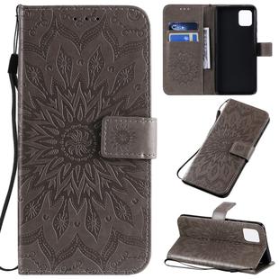 For Galaxy A81 / M60S / Note10 Lite Pressed Printing Sunflower Pattern Horizontal Flip PU Leather Case with Holder & Card Slots & Wallet & Lanyard(Grey)