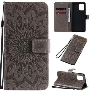 For Galaxy A91 / M80S / S10 Lite Pressed Printing Sunflower Pattern Horizontal Flip PU Leather Case with Holder & Card Slots & Wallet & Lanyard(Grey)