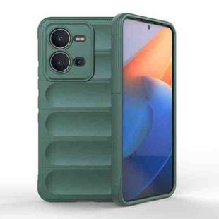For vivo V25 5G Global Magic Shield TPU + Flannel Phone Case(Dark Green)
