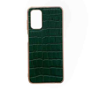 For Samsung Galaxy A23 4G/5G Crocodile Texture Genuine Leather Electroplating Phone Case(Dark Green)
