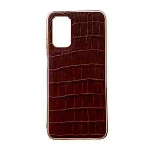 For Samsung Galaxy A73 5G Crocodile Texture Genuine Leather Electroplating Phone Case(Brown)