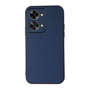 For OnePlus Nord 2T Accurate Hole Carbon Fiber Texture PU Phone Case(Blue)
